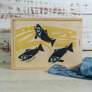 Large Wooden Gift Box | Salmon Art