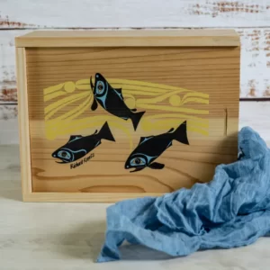 Medium Wooden Gift Box | Seafood | Salmon Art
